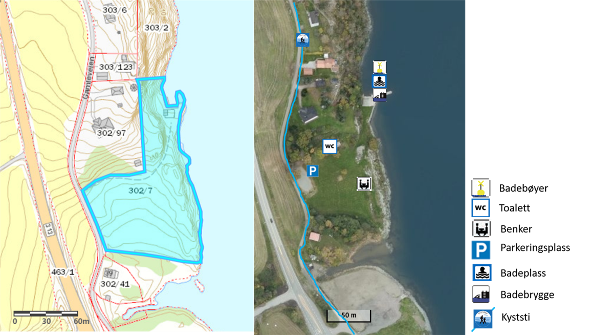Kart over Skjervika friluftsområde - Klikk for stort bilde