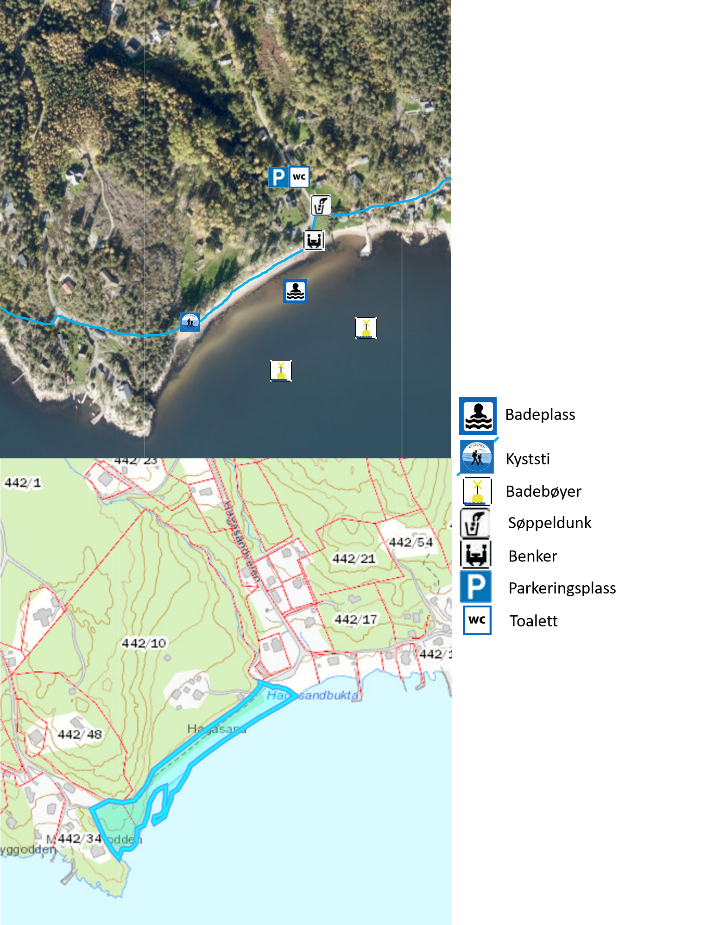 Kart over Hagasand friluftsområde - Klikk for stort bilde