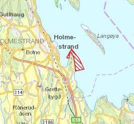 Mulodden i Holmestrand er markert på kart - Klikk for stort bilde