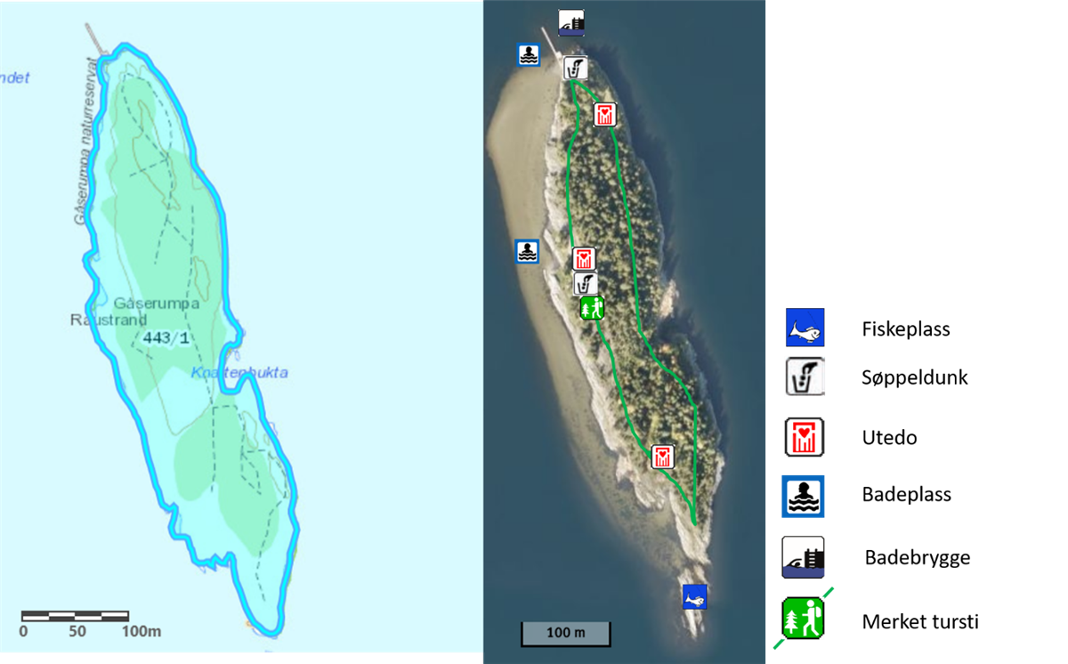 Kart over Gåserumpa friluftsområde - Klikk for stort bilde