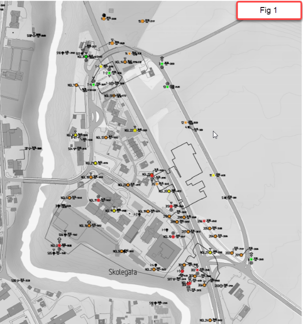 Kart over Sande sentrum - Klikk for stort bilde